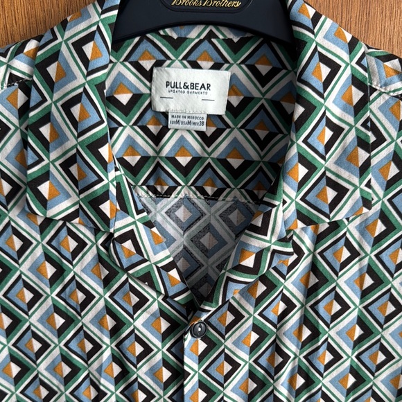 Pull&Bear Other - Pull&Bear Men's Geometric Green short sleeve M button down shirt